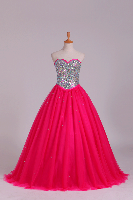 Quinceanera Dresses Sweetheart Ball Gown Floor-Length Beaded Bodice