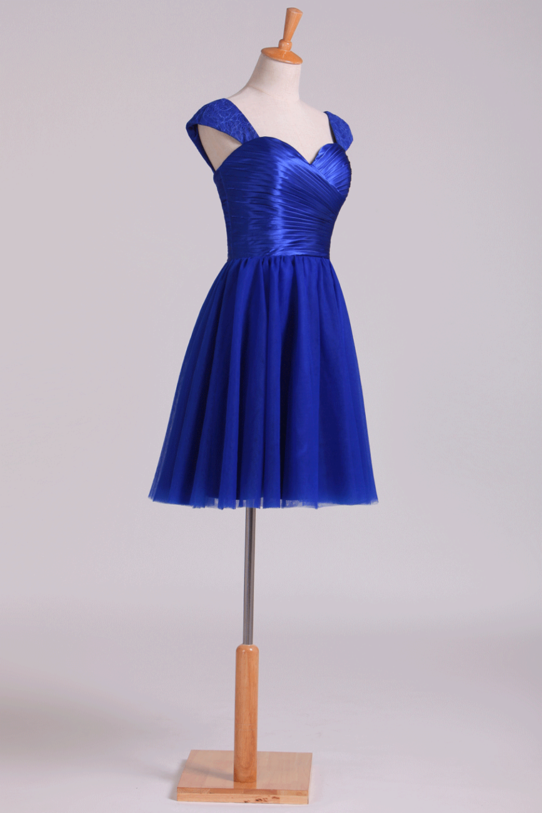 Homecoming Dresses Off The Shoulder Dark Royal Blue A Line Tulle With Ruffles