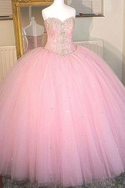 New Arrival Sweetheart Tulle With Applique And Beads Quinceanera Dresses Floor Length