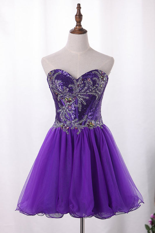 Lovely A Line Sweetheart Homecoming Dresses With Rhinestones Short/Mini