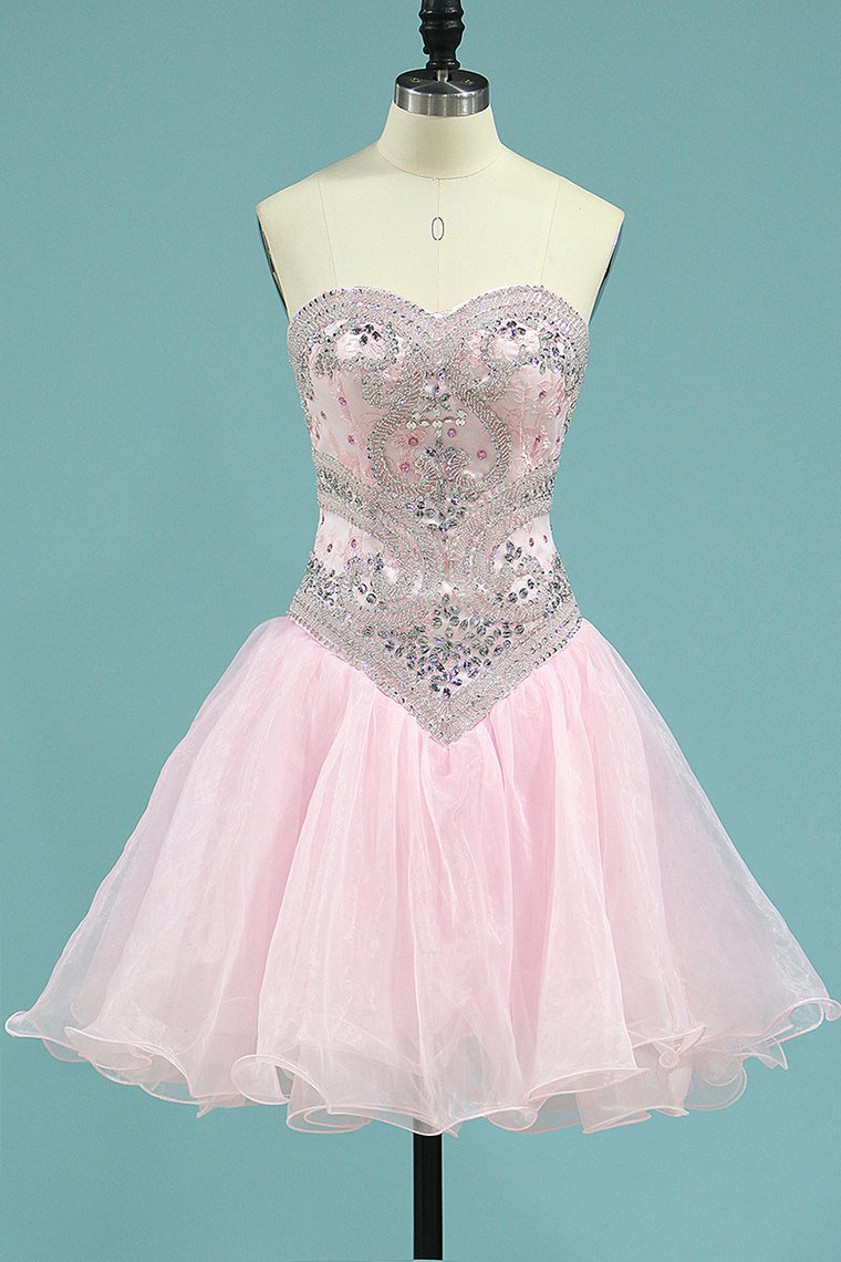 Organza Quinceanera Dresses Sweetheart With Beads And Applique Court Train Detachable