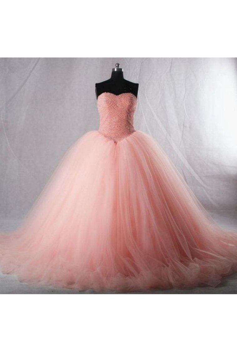 Quinceanera Dresses Ball Gown Sweetheart Beaded Bodice Tulle