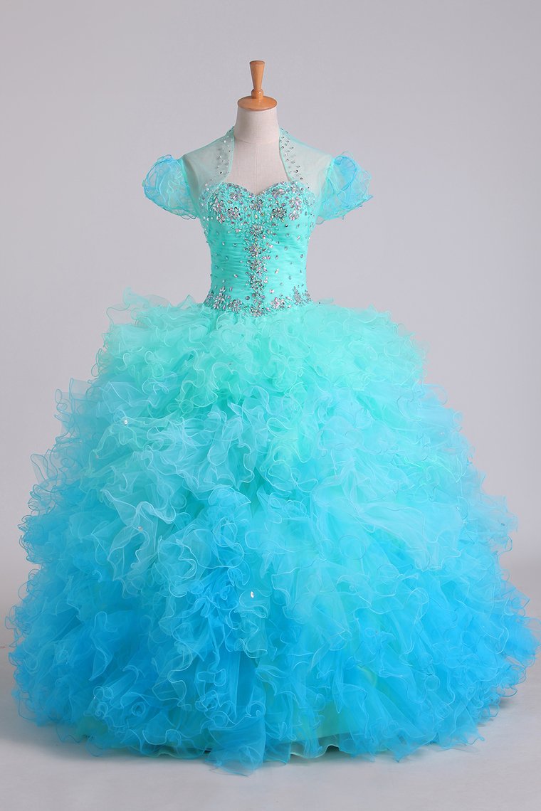 Quinceanera Dresses Ball Gown Floor Length With Beads And Ruffles