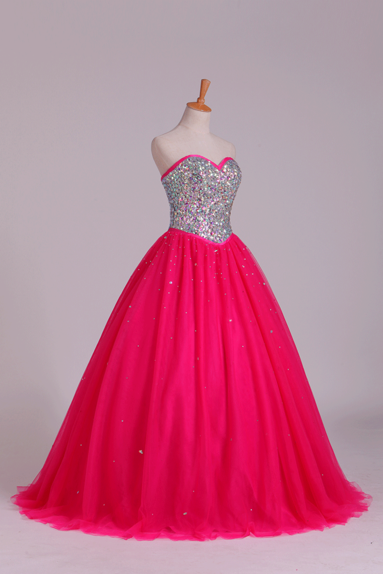 Quinceanera Dresses Sweetheart Ball Gown Floor-Length Beaded Bodice