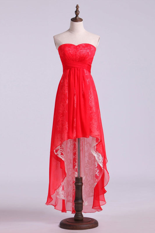 Homecoming Dresses Asymmetrical Train Sweetheart A Line Chiffon