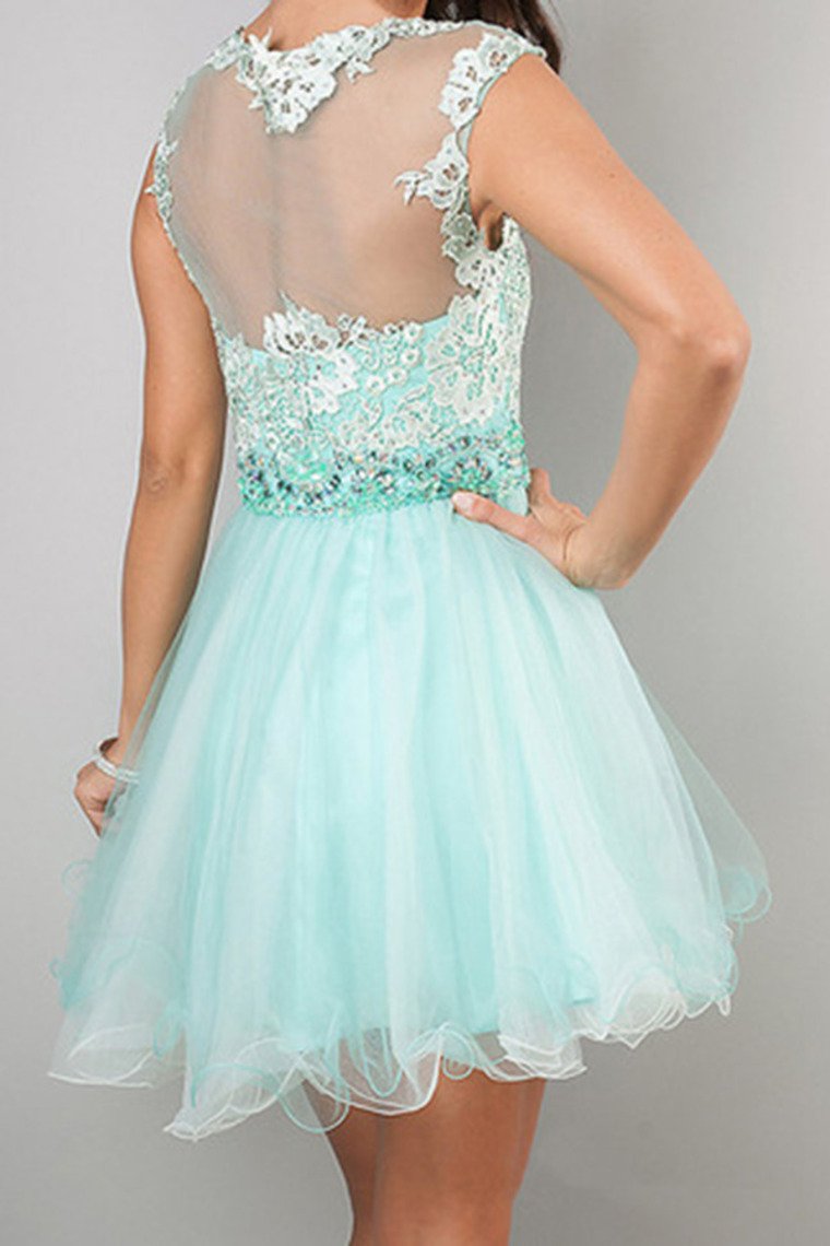 Homecoming Dresses A Line Scoop Short/Mini Tulle&Lace