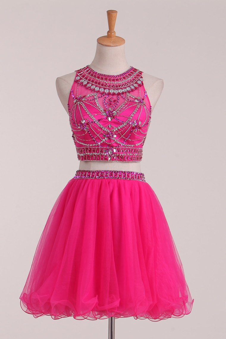 Homecoming Dresses A Line Scoop Beaded Bodice Two Pieces