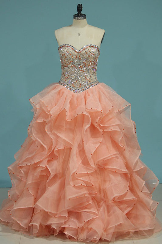 Quinceanera Dresses Sweetheart Ball Gown With Beads And Jacket Court Train