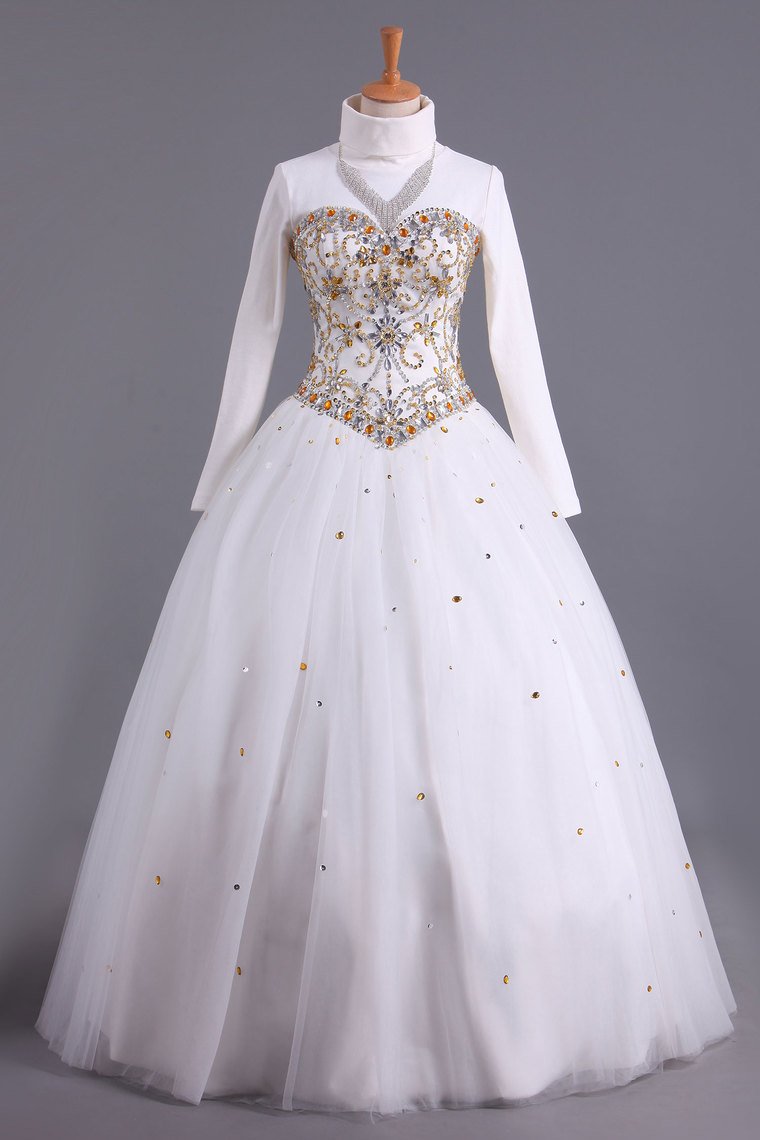 Musilim Quinceanera Dresses Sweetheart A Line With Beads Floor Length