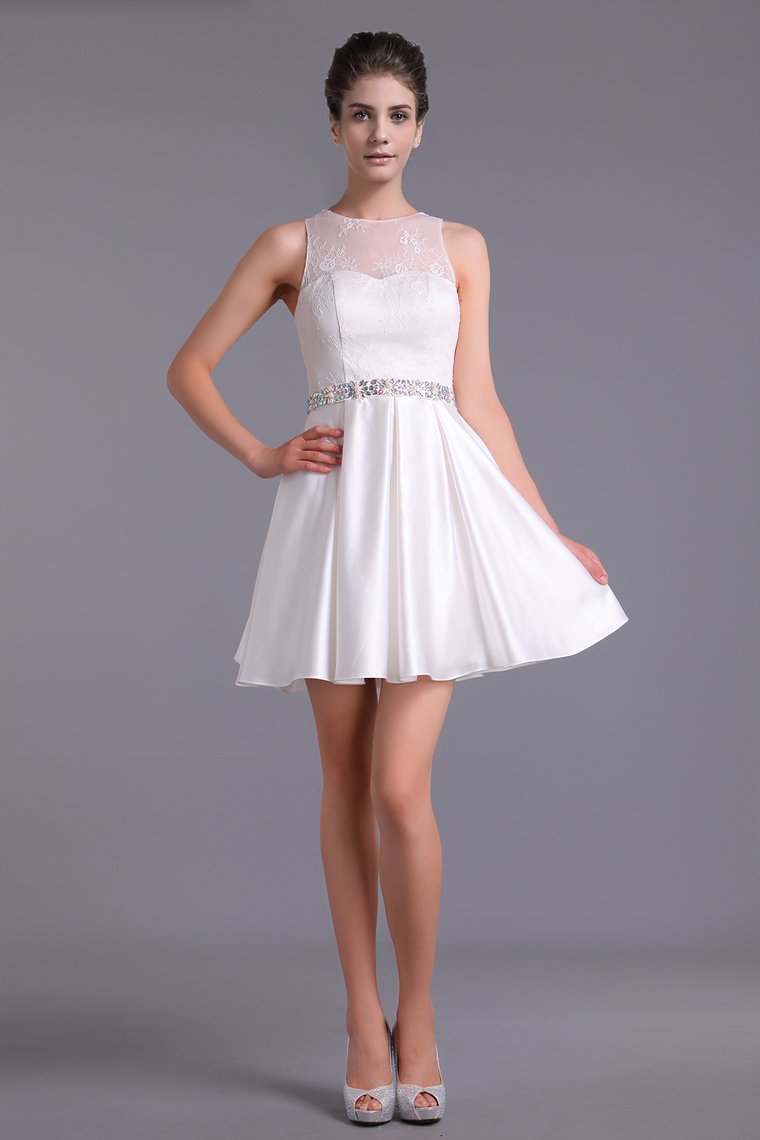 Homecoming Dresses Scoop A Line Satin&Lace