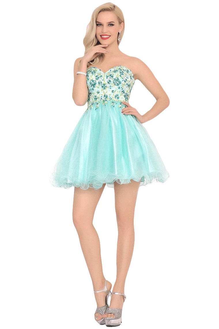 Homecoming Dresses A-Line Boat Neck Short/Mini Beaded Bodice Tulle