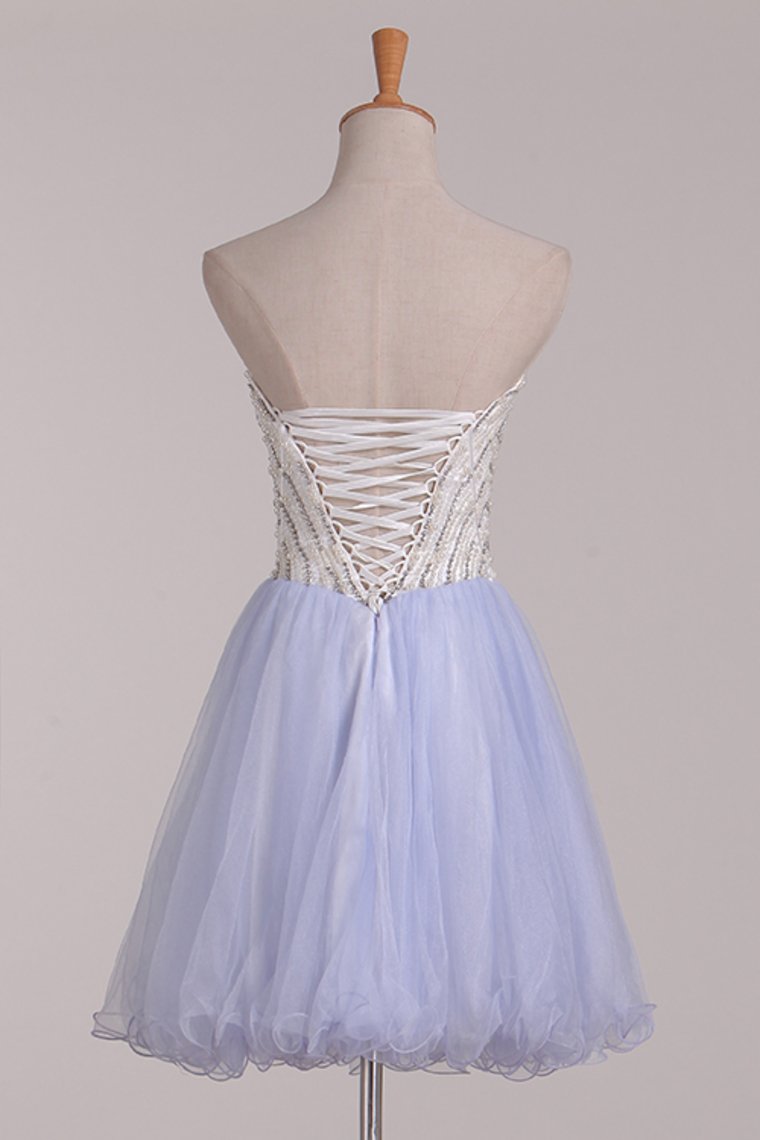 Sweetheart Beaded Bodice Homecoming Dresses A Line Tulle Short/Mini