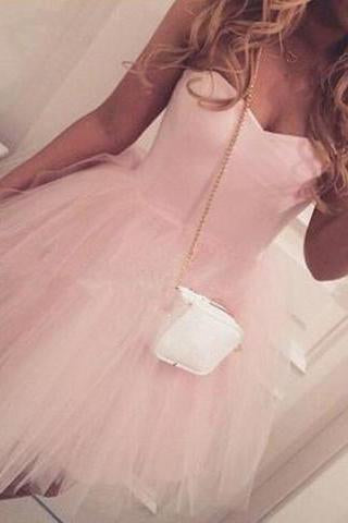 Adorable A-line Sweetheart Short Pink Tulle Homecoming Dress/Party Dress WK474