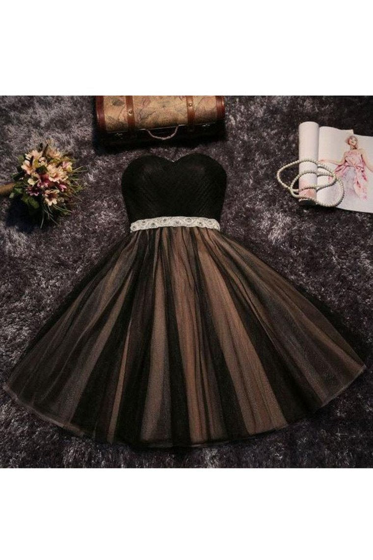 Sweetheart Tulle Beaded Waistline A Line Short/Mini Homecoming Dresses