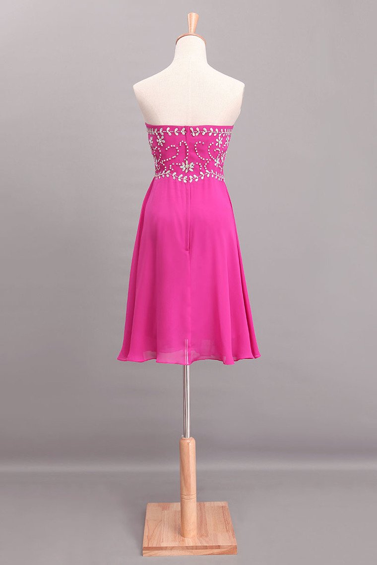 Splendid A Line Short/Mini Homecoming Dresses Beaded Bodice With Layered Chiffon Skirt