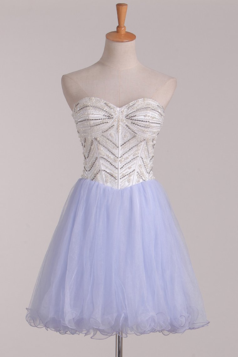 Sweetheart Beaded Bodice Homecoming Dresses A Line Tulle Short/Mini