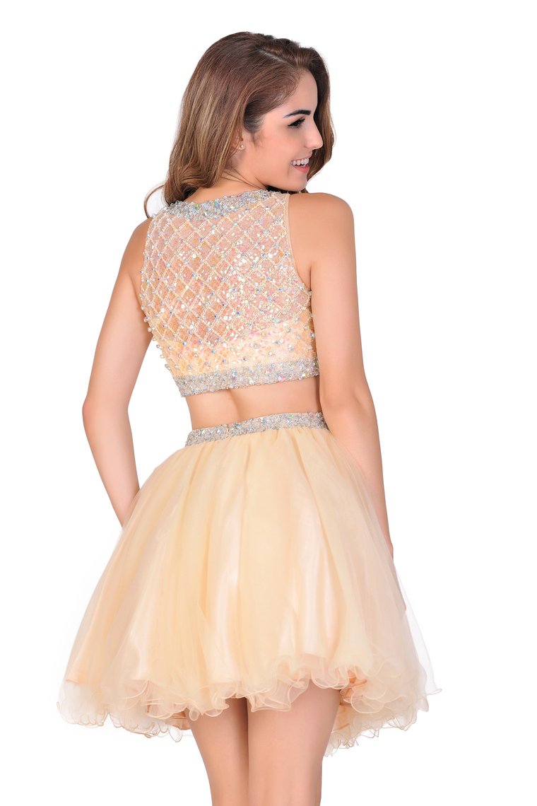 2024 A-Line Homecoming Dresses Short/Mini Scoop Beaded Bodice Tulle