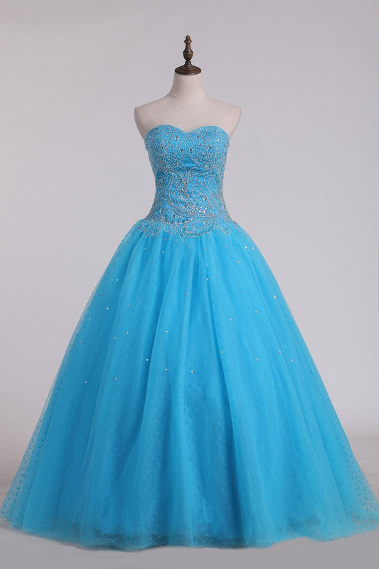 Ball Gown Sweetheart Quinceanera Dresses With Beading Tulle