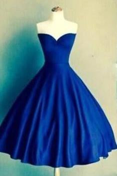 Royal Blue Sweetheart Vestidos Knee Length Backless Pleats Fashion Graduation Dress WK439