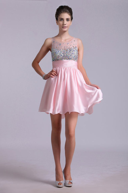 Lovely Homecoming Dresses A Line Scoop Chiffon Short/Mini