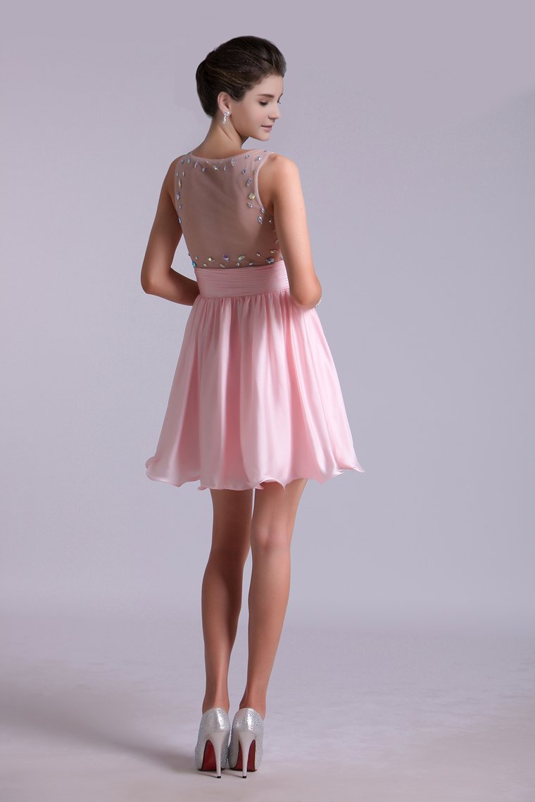 Lovely Homecoming Dresses A Line Scoop Chiffon Short/Mini