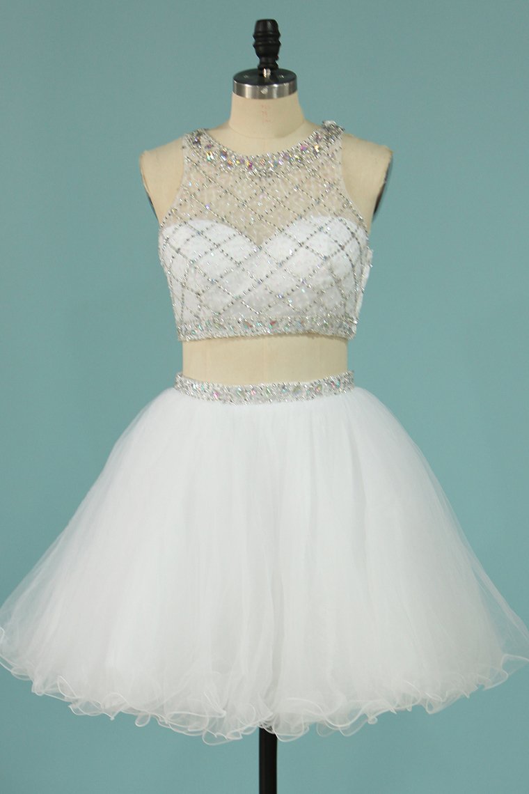 Hot Selling Homecoming Dresses Scoop A-Line Beaded Bodice Tulle Short/Mini