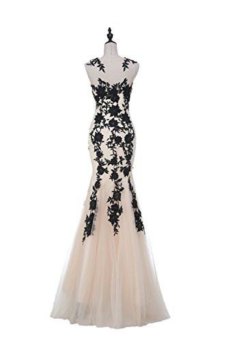 Champagne Sleeveless Mermaid Appliques Evening dressses