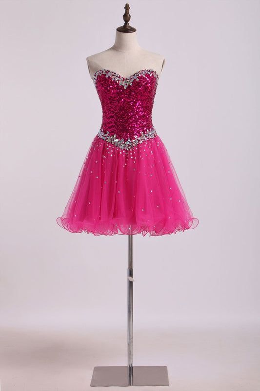 Homecoming Dresses A Line Sweetheart Short/Mini With Beading