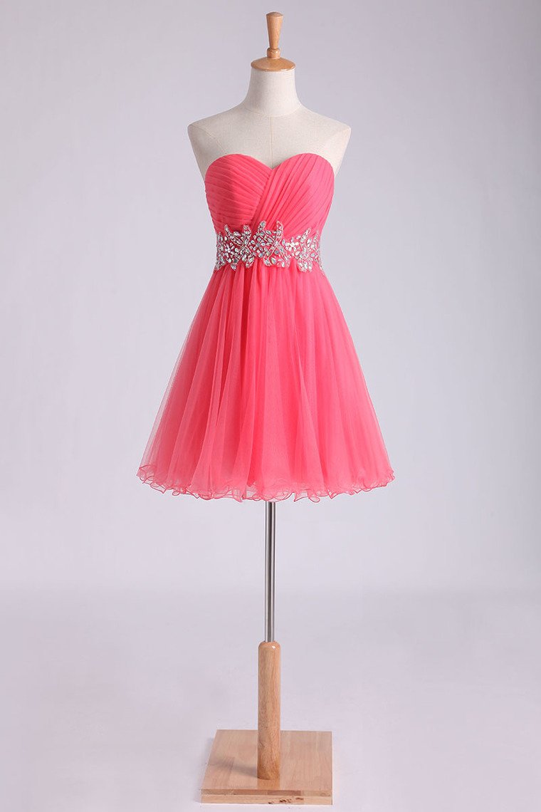 Homecoming Dress Sweetheart Pleated Bodice A Line Short/Mini Tulle