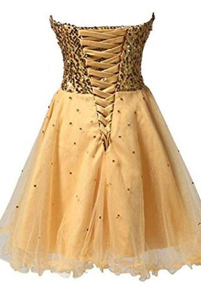 Short Tullle Sequins Homecoming Dress Prom Gown SD032