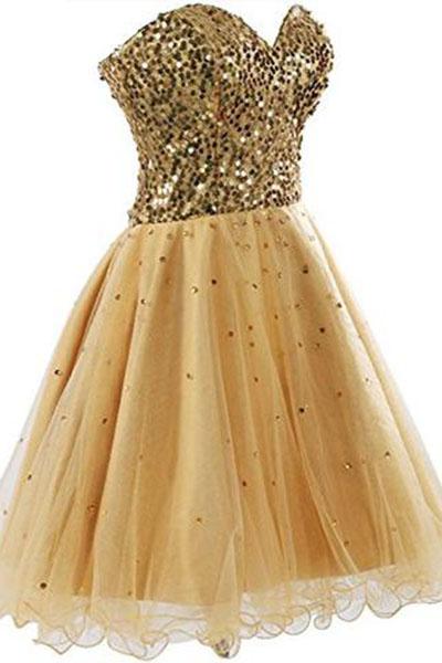 Short Tullle Sequins Homecoming Dress Prom Gown SD032