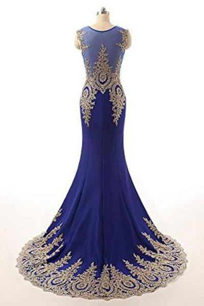 Sleeveless Evening Dress Long Mermaid Prom Gown EXU028