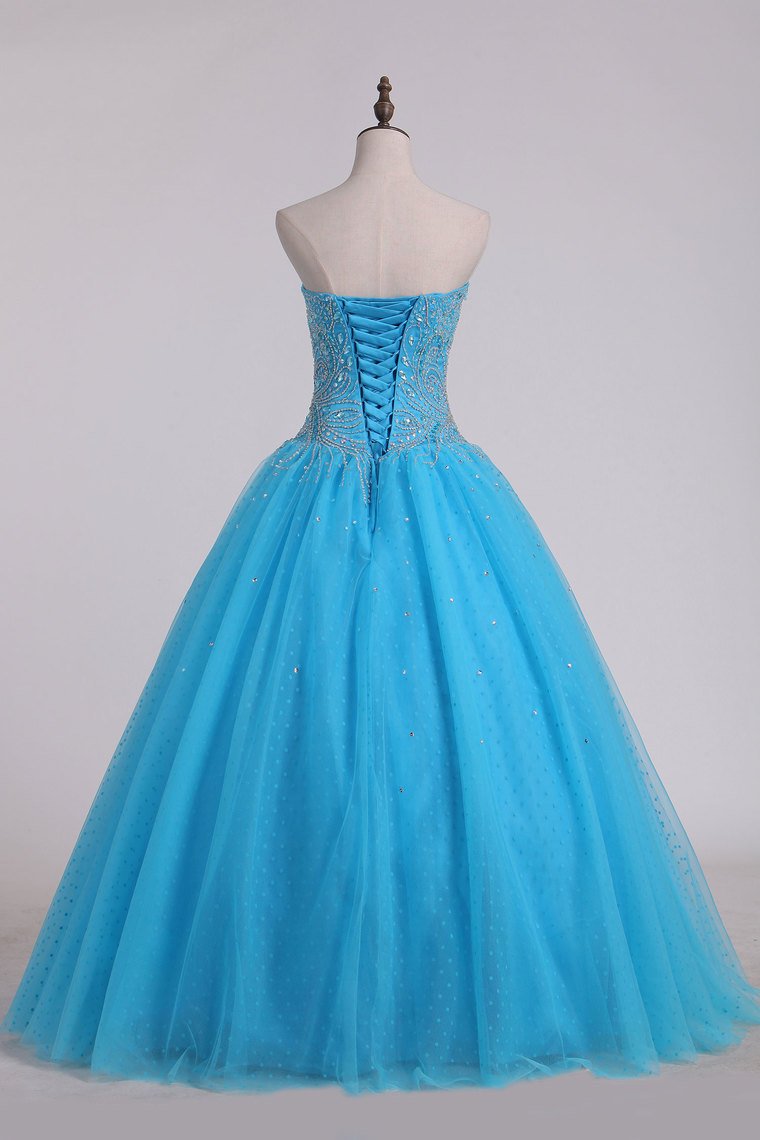 Ball Gown Sweetheart Quinceanera Dresses With Beading Tulle