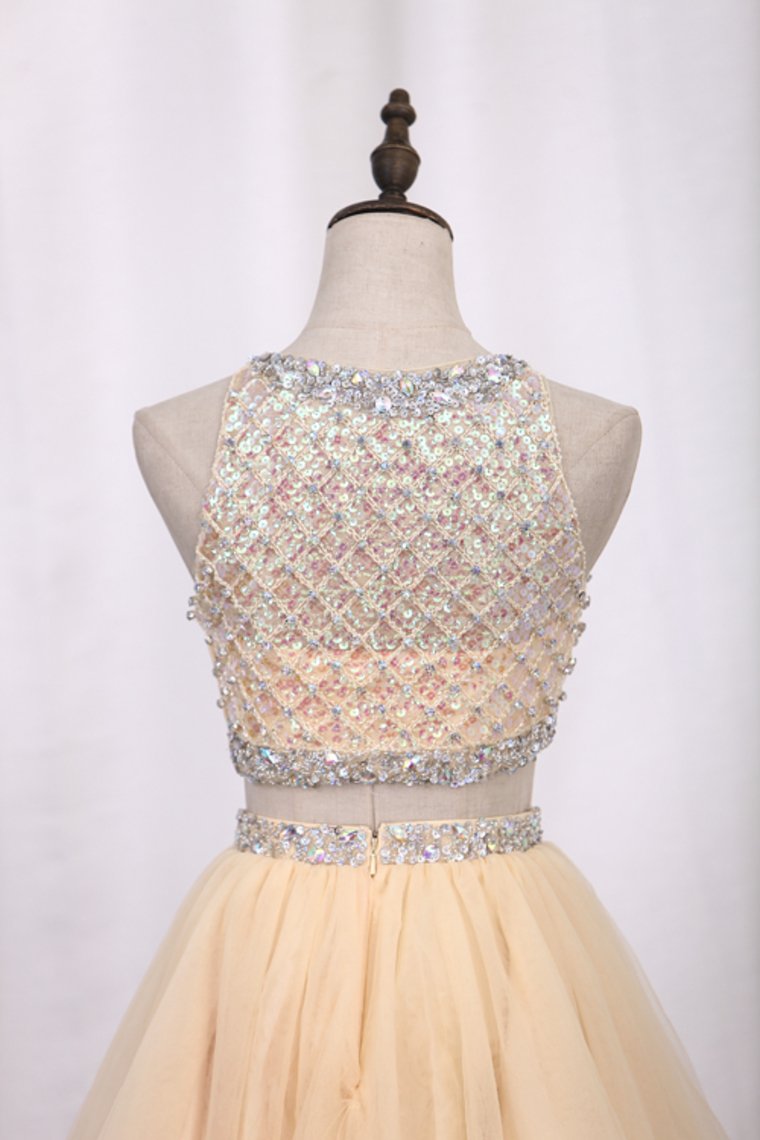 Homecoming Dresses Scoop A-Line Beaded Bodice Tulle Short/Mini