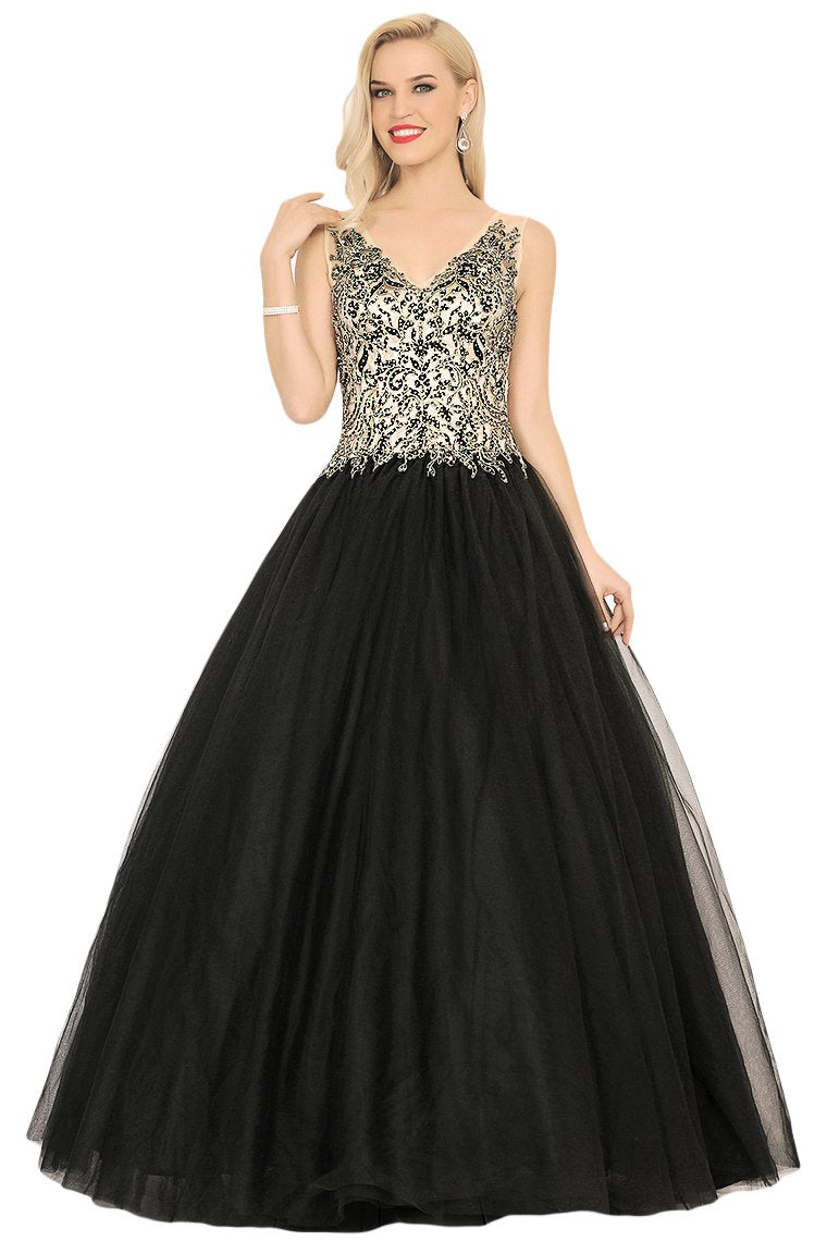 New Arrival Quinceanera Dresses V Neck Tulle With Beading&Appliques