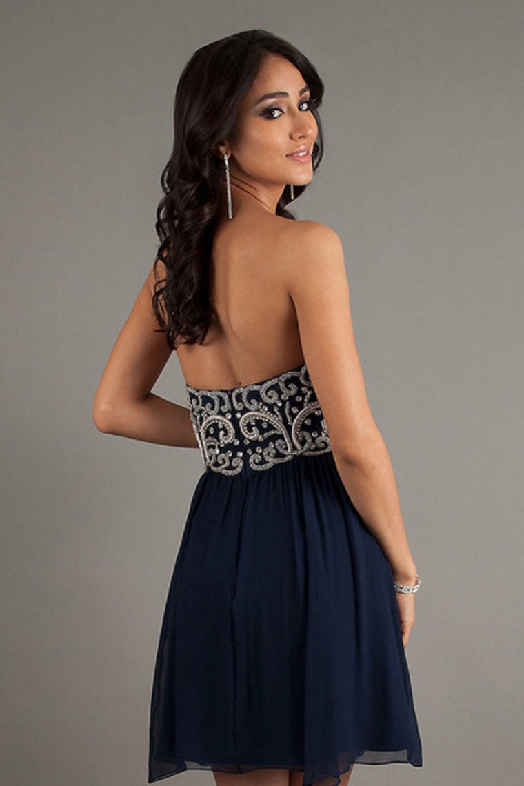 Homecoming Dresses A Line Short/Mini Sweetheart Chiffon With Beads&Sequins