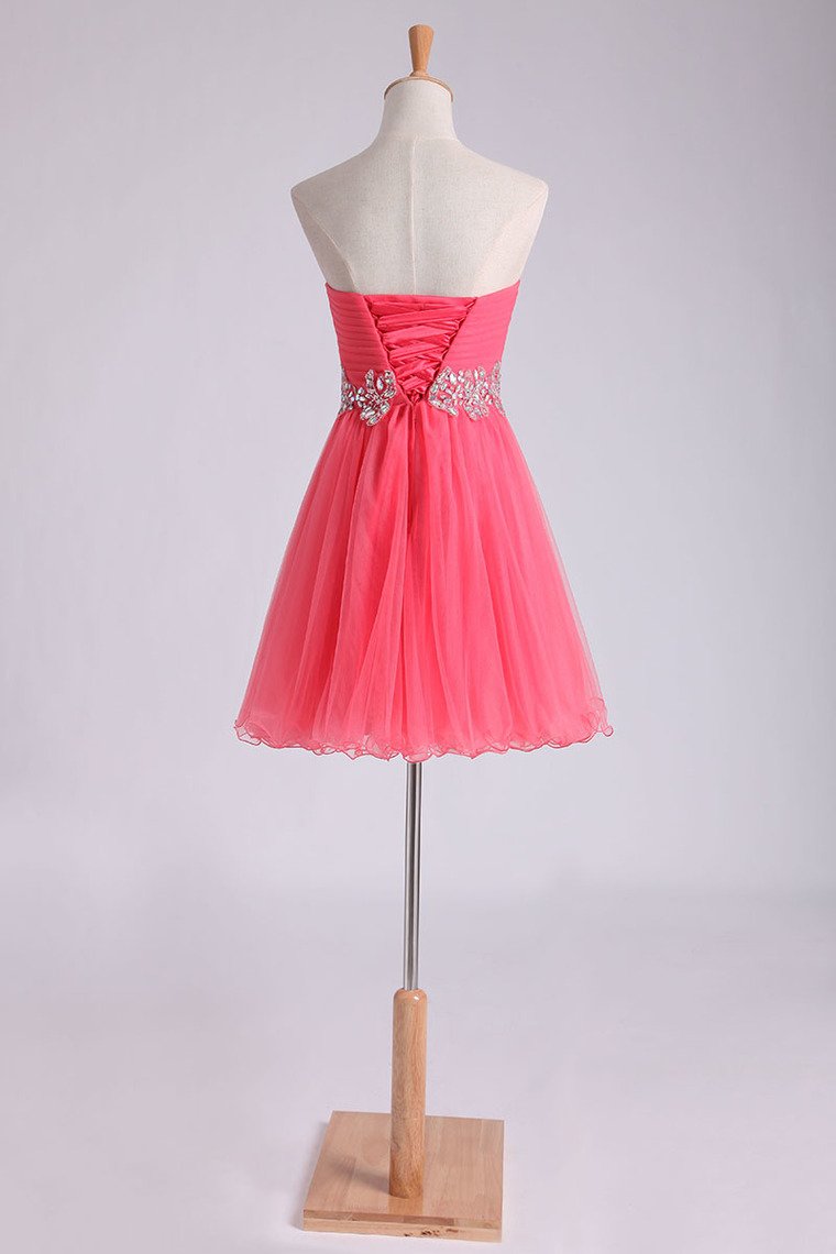 Homecoming Dress Sweetheart Pleated Bodice A Line Short/Mini Tulle