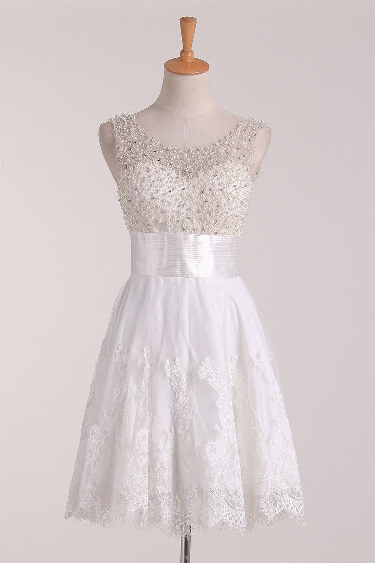 Homecoming Dresses Scoop Beaded Bodice A Line Lace