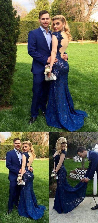 Lace Evening Dress Mermaid Prom Dress Backless Prom Dress Floor-length Prom Dress BD1015