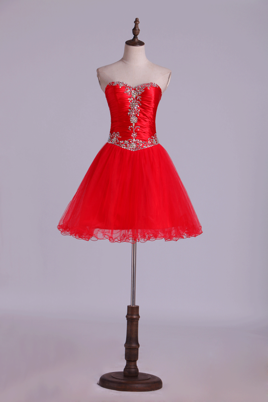 Collection Homecoming Dresses A Line Sweetheart Beading Short Ruffles