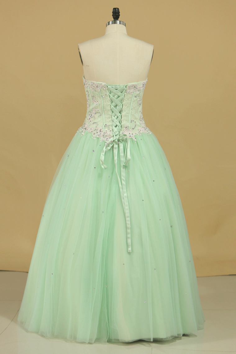 Quinceanera Dresses Sweetheart Ball Gown Tulle With Applique Floor Length