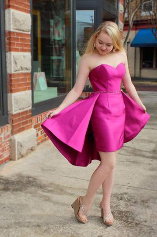 Sexy Sweetheart Strapless Fuchsia Mermaid Sleeveless Party Dress Homecoming Dress WK677