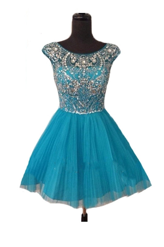 Blue Short Prom Dresses Homecoming Gowns Fitted Party Dress Sparkly Cocktail Dress WK898