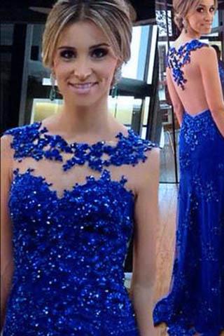 Royal Blue Sexy Prom Dresses Long Evening Dresses Backless Prom Dresses On Sale T97