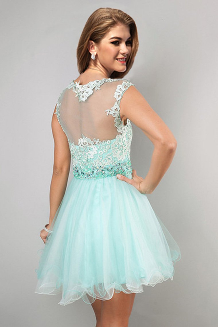 Homecoming Dresses A Line Scoop Short/Mini Tulle&Lace