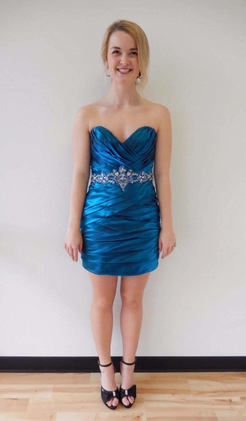 Sexy Satin Short Sweetheart Royal Blue Mermaid Strapless Pleat Homecoming Dresses WK797