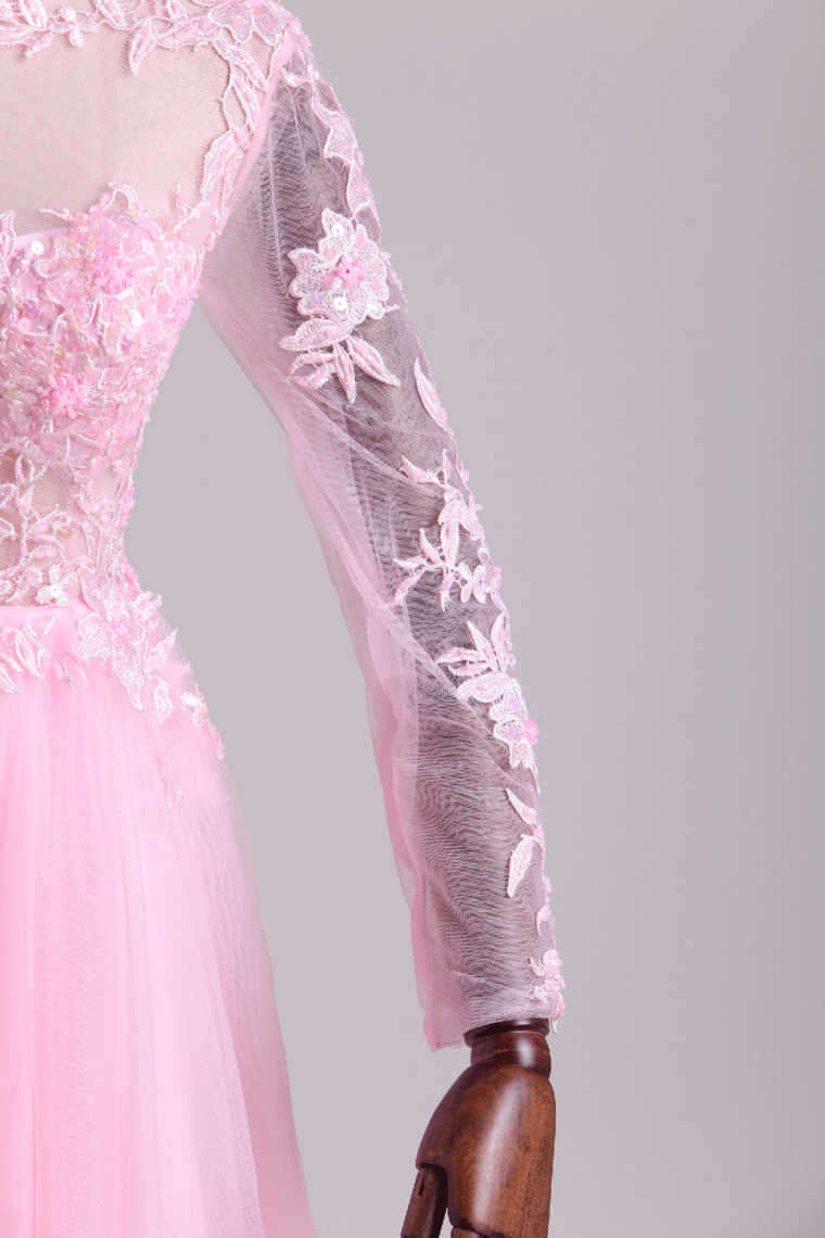 Bateau Homecoming Dresses A Line With Embroidery & Beads Tulle Mini