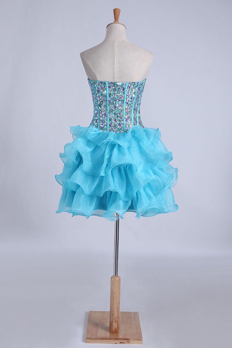 Homecoming Dresses Ball Gown Sweetheart Short/Mini With Rhinestones