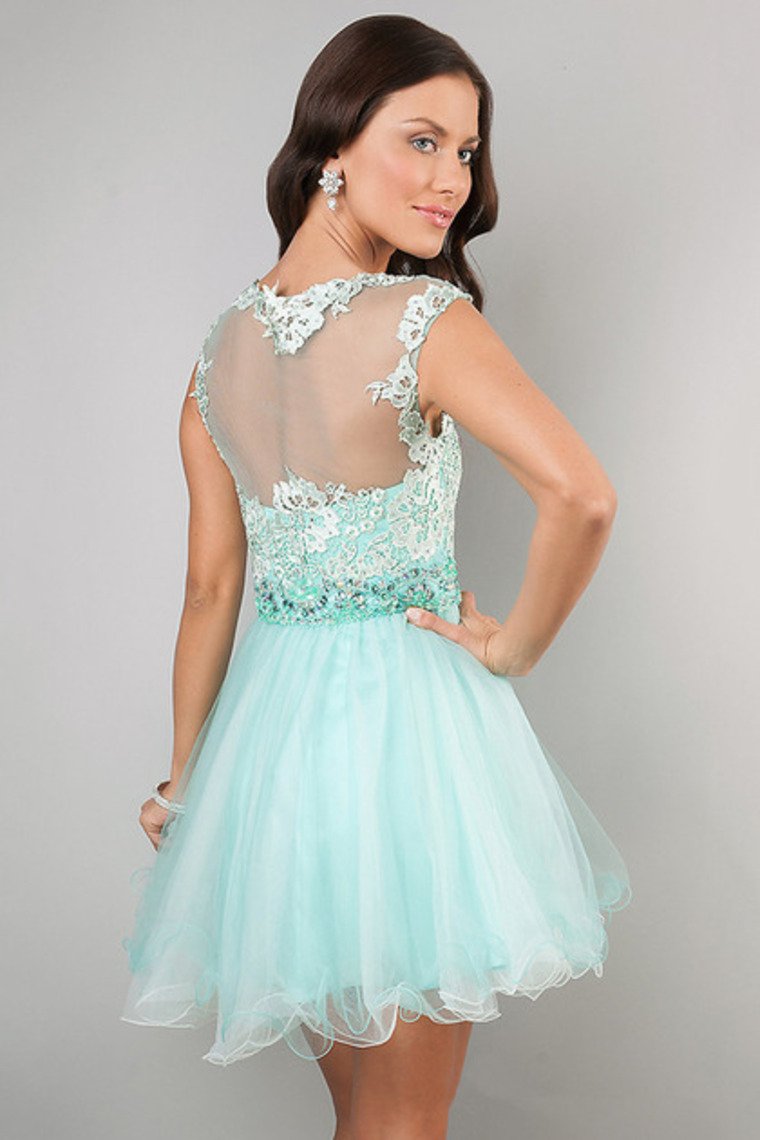 Homecoming Dresses A Line Scoop Short/Mini Tulle&Lace