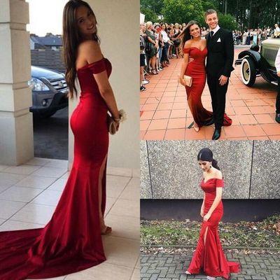 Mermaid Sexy Open Backs V neckline Burgundy Red Evening Dress Trumpets Shape Dress WK112